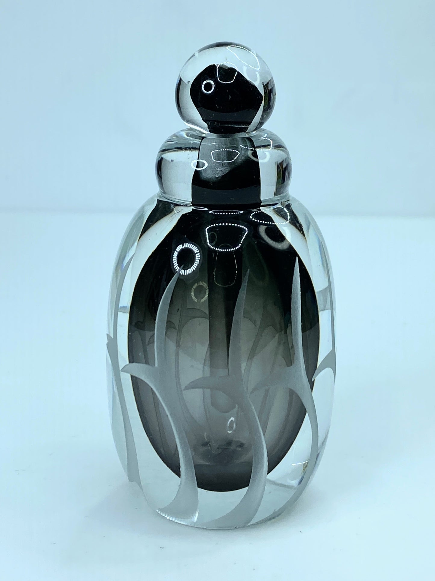 Contemporary Art Glass Perfume bottle hand etched by Craig Campbell A93