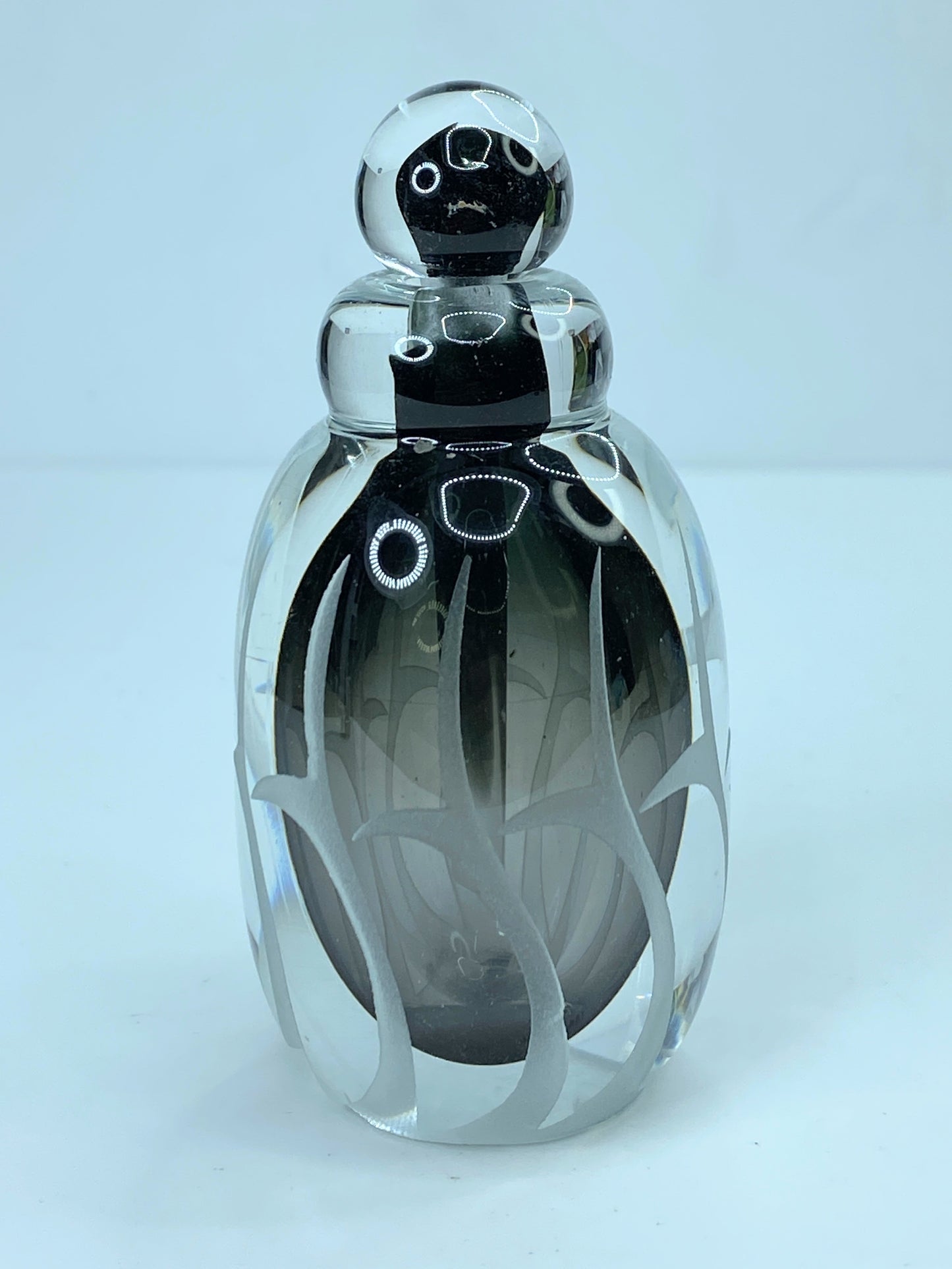 Contemporary Art Glass Perfume bottle hand etched by Craig Campbell A93