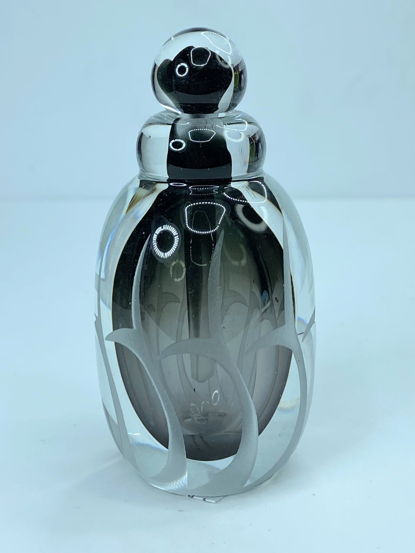 Contemporary Art Glass Perfume bottle hand etched by Craig Campbell A93