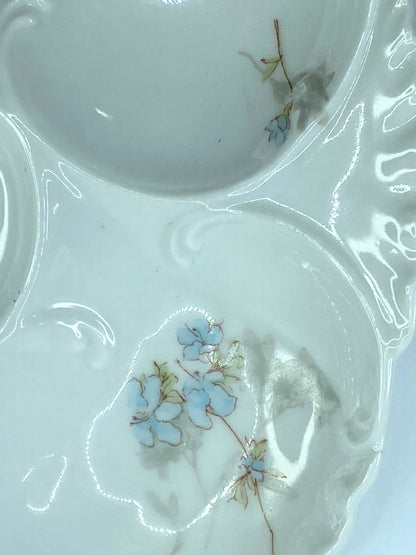Haviland Limoges Antique hand-painted Forget Me Not floral oyster plate A601