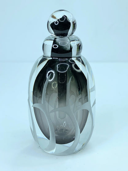 Contemporary Art Glass Perfume bottle hand etched by Craig Campbell A93