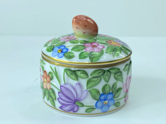 Herend Round Relief porcelain trinket Box With Berry 2.0" A280