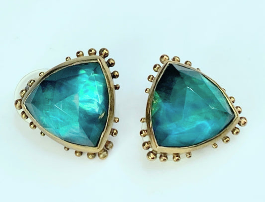 Stephen Dweck Rose cut Labradorite bead platform clip on earrings GS100