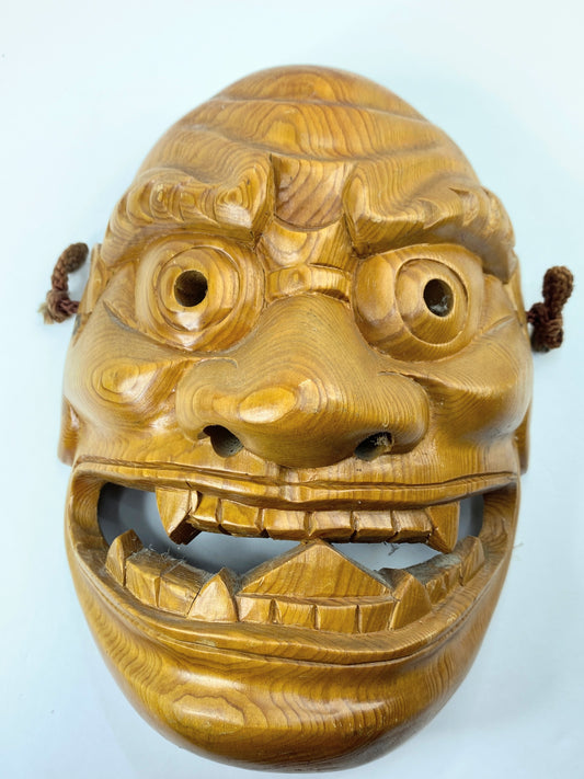 Vintage Hand-Carved Wooden Oni Mask – Japanese-Style Folk Art, c. 1950–1970 A606