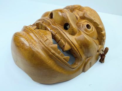 Vintage Hand-Carved Wooden Oni Mask – Japanese-Style Folk Art, c. 1950–1970 A606