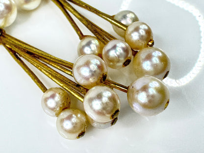 Vintage Pearl Fringe Leverback Earrings Gold Tone Dangle JR1780