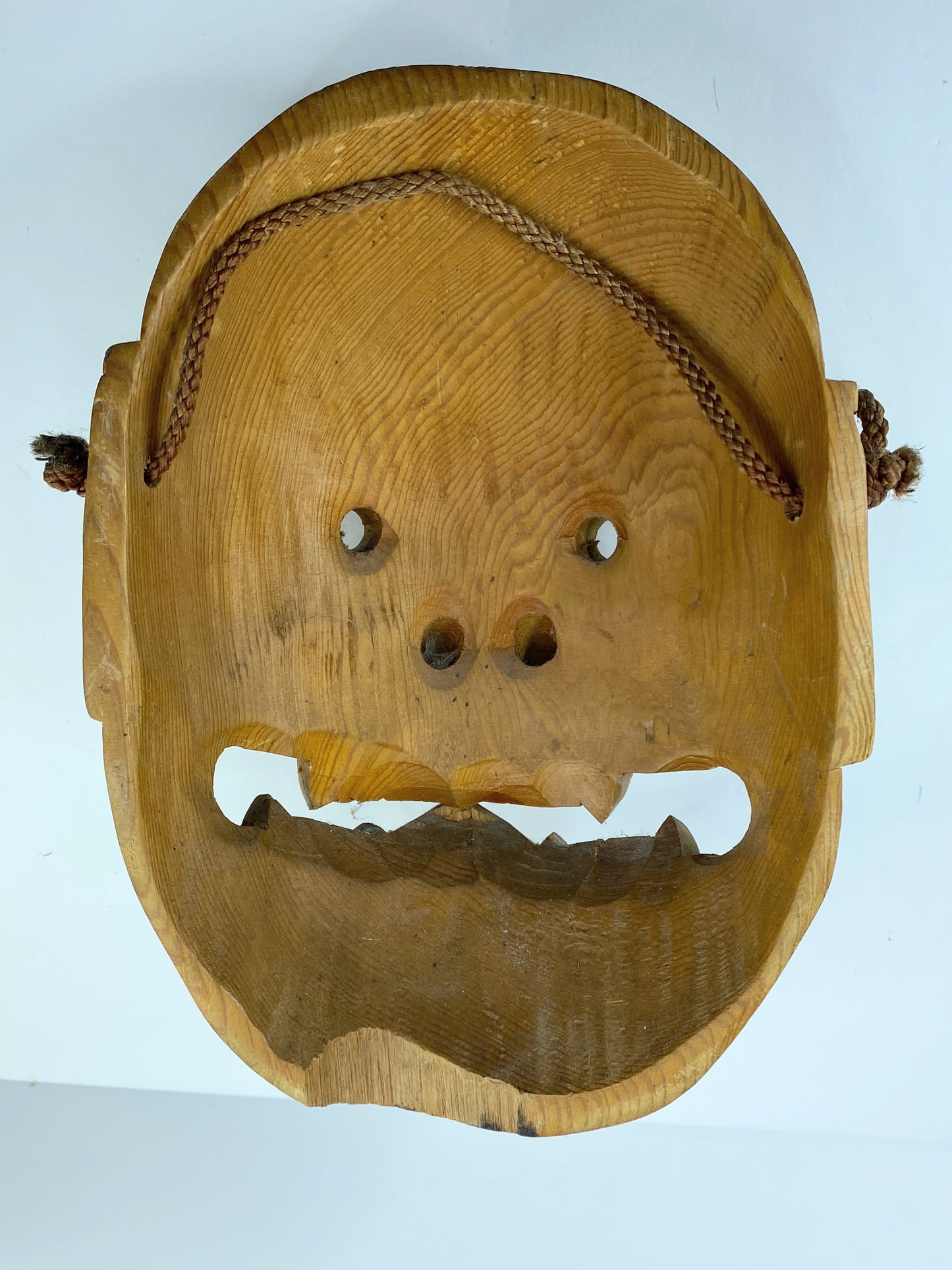 Vintage Hand-Carved Wooden Oni Mask – Japanese-Style Folk Art, c. 1950–1970 A606