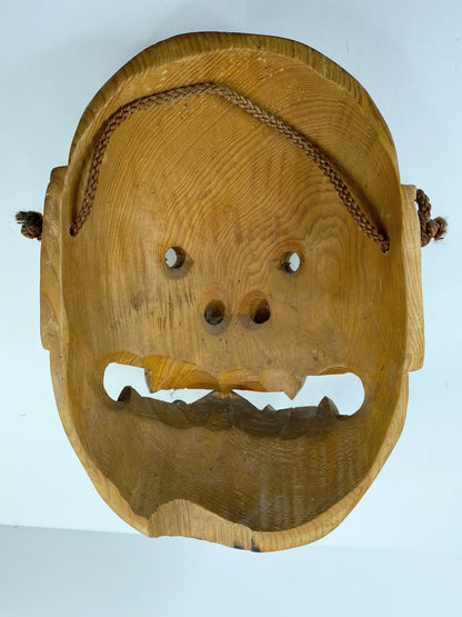 Vintage Hand-Carved Wooden Oni Mask – Japanese-Style Folk Art, c. 1950–1970 A606