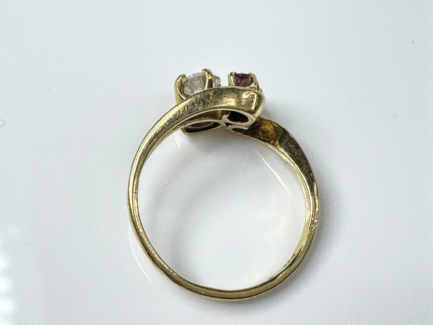 14K Gold G-H VS 0.34ct Diamond Ruby Bypass Ring Size 6 JR1781
