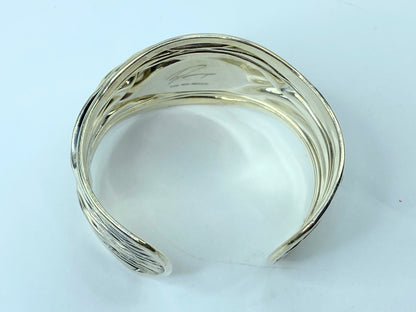 Sterling Silver Vintage Mexico Dominique Carnelian Gem Cuff Bracelet 7.5" JR1072
