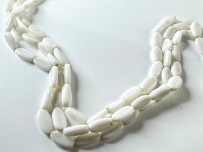 Vintage Miriam Haskell White Glass Three-Strand Necklace GS842