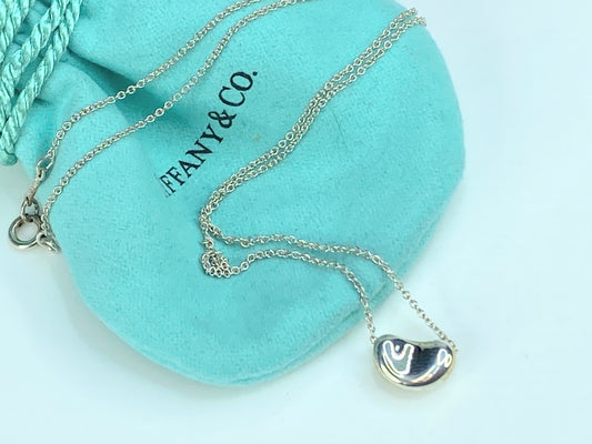 Tiffany & Co. Elsa Peretti Sterling Silver 11mm Bean Pendant 16" Necklace JR9824