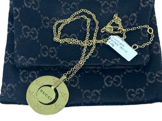 Gucci 18K Gold Icon Double G Movable Pendant cable necklace w/pouch 15.4g