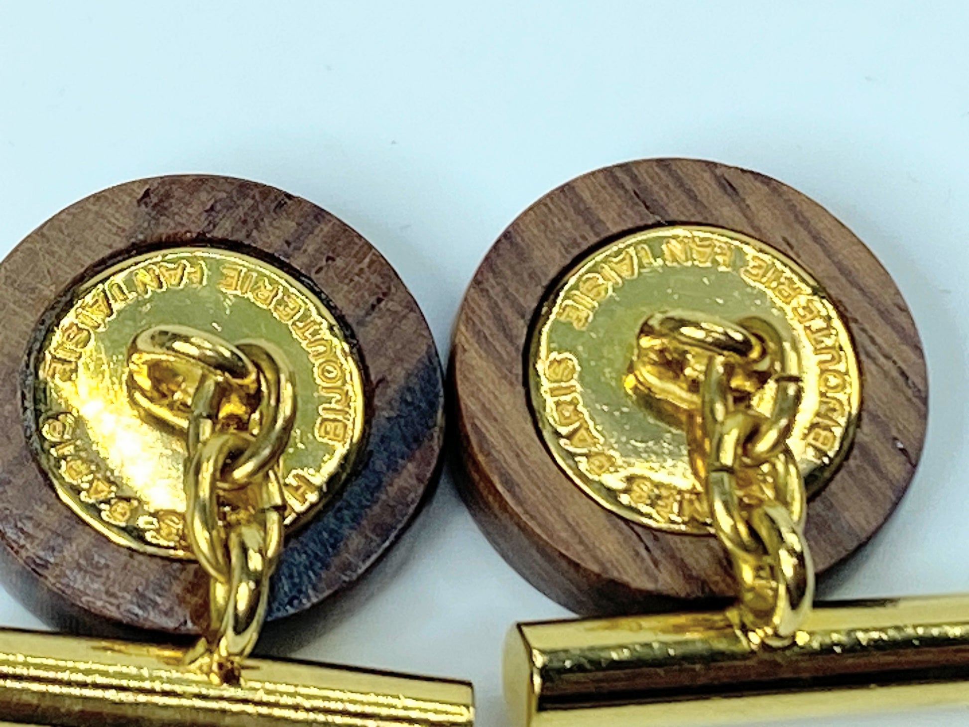 Rare HERMES Cufflinks Metal Wood Serie Cufflinks orange box GS432