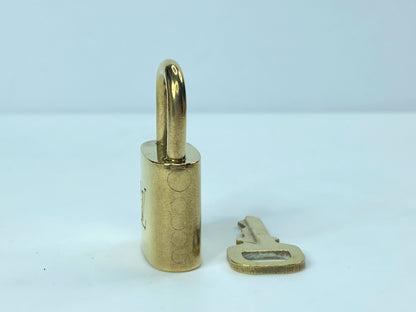 LOUIS VUITTON PadLock Lock & Key Brass Gold Authentic Number random GS433
