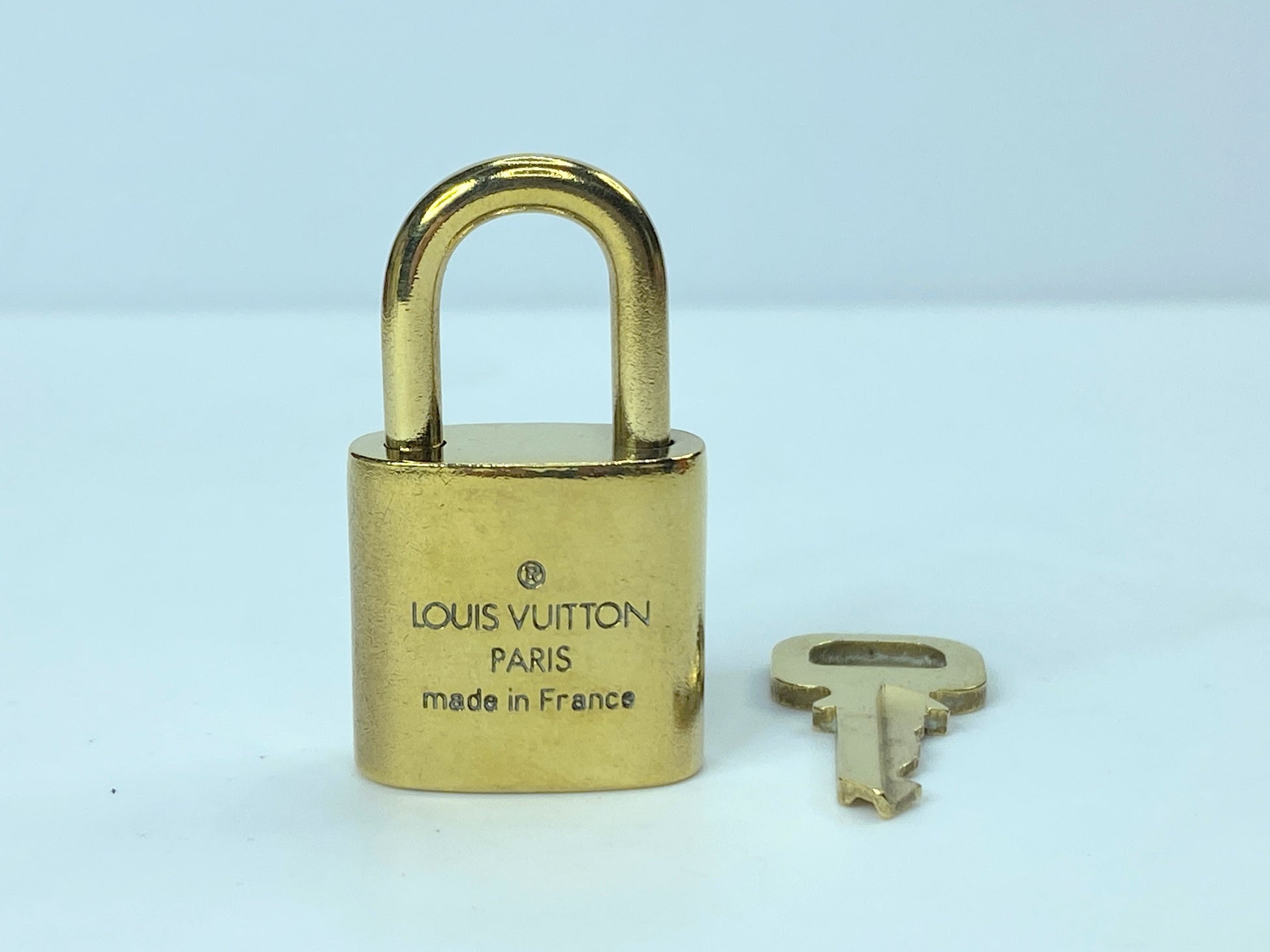 LOUIS VUITTON PadLock Lock & Key Brass Gold Authentic Number random GS433