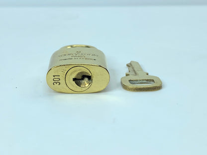 LOUIS VUITTON PadLock Lock & Key Brass Gold Authentic Number random GS433