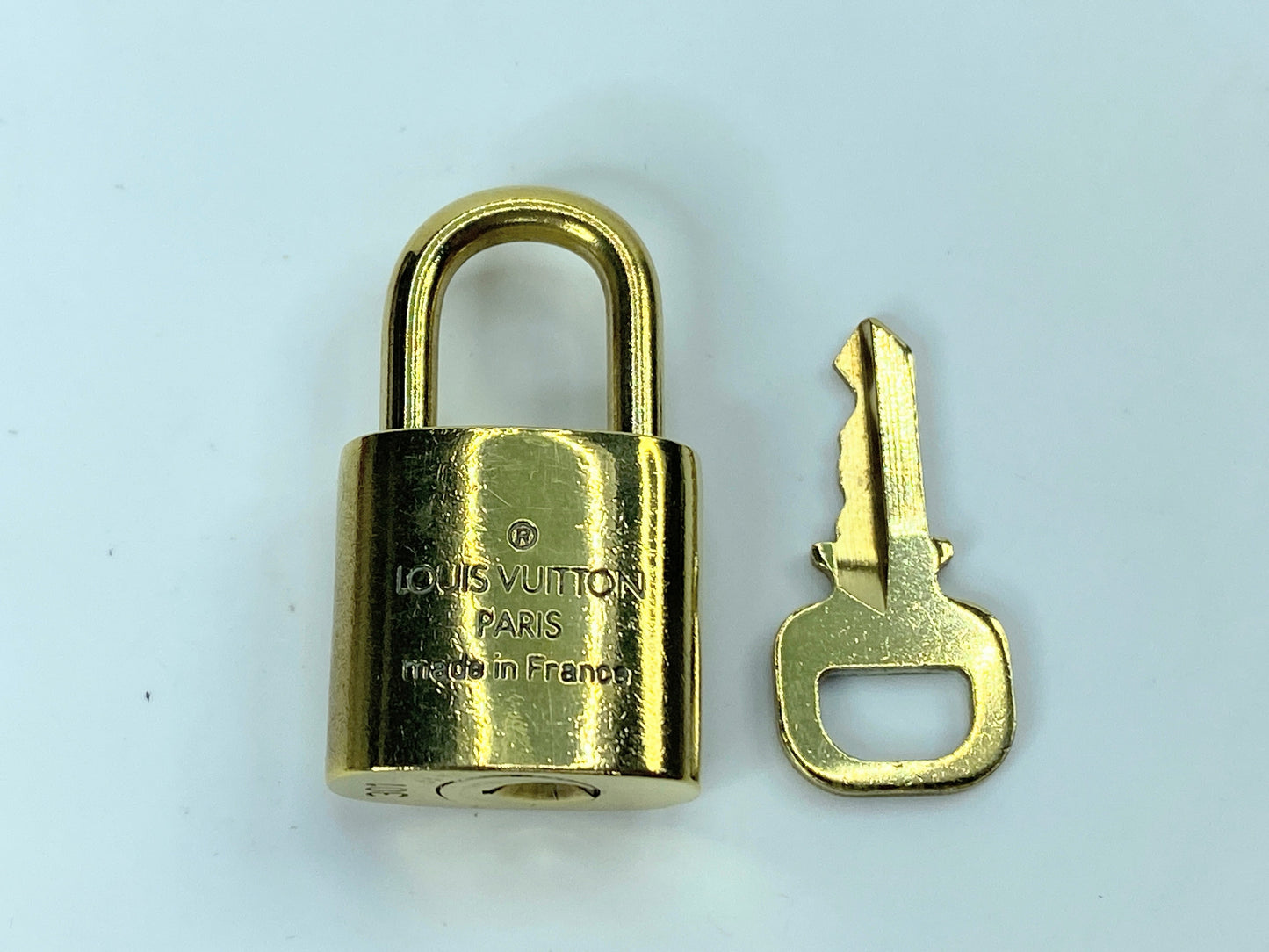 LOUIS VUITTON PadLock Lock & Key Brass Gold Authentic Number random GS433
