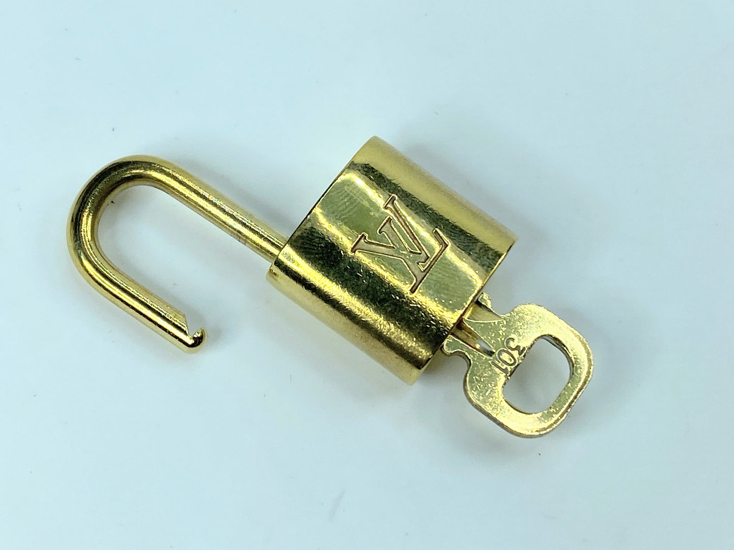 LOUIS VUITTON PadLock Lock & Key Brass Gold Authentic Number random GS433