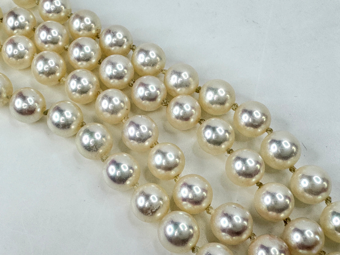 Vintage Mikimoto 36" Akoya Cultured Pearl Opera length Necklace Box 57.1g JR1784