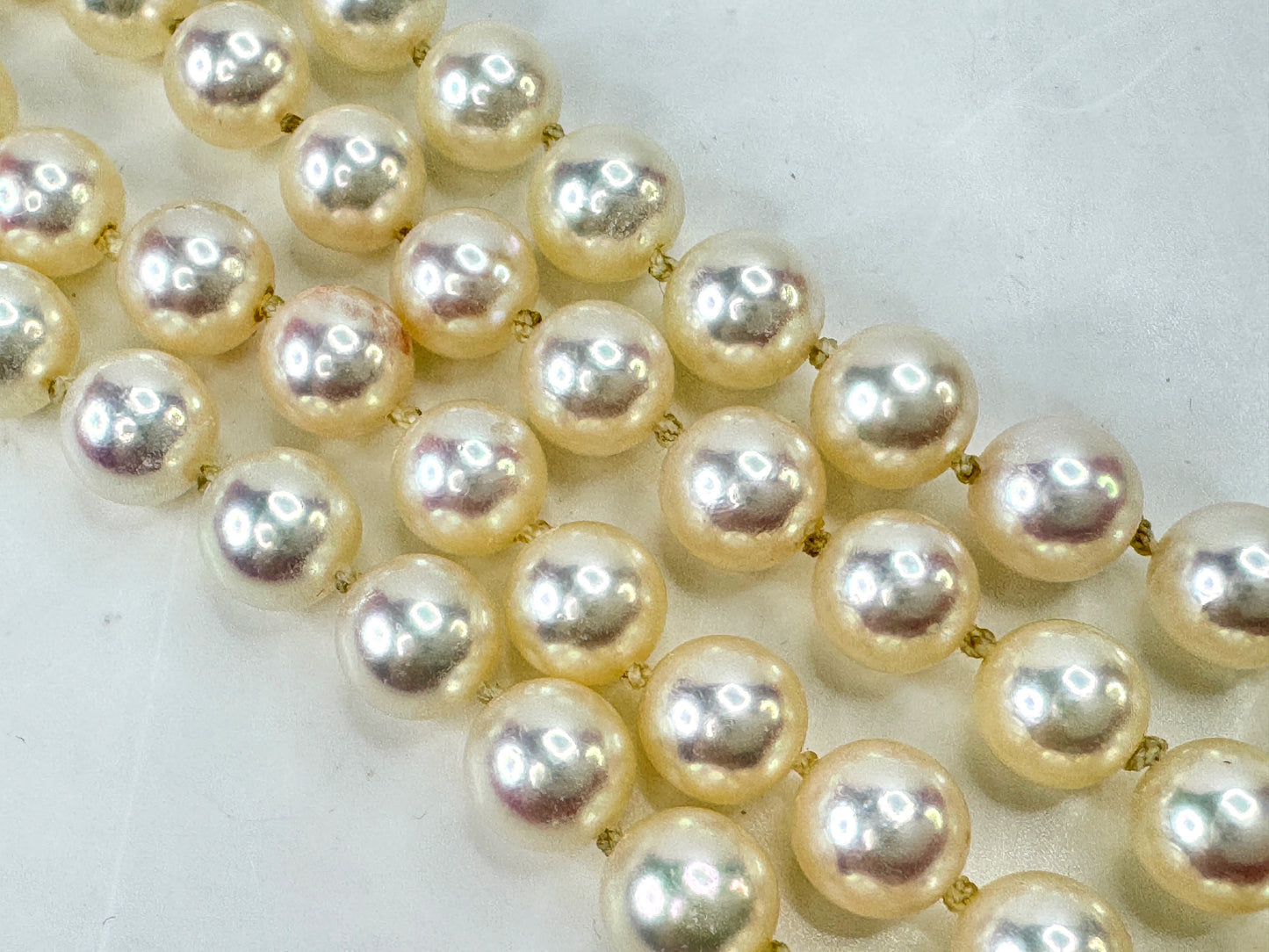 Vintage Mikimoto 36" Akoya Cultured Pearl Opera length Necklace Box 57.1g JR1784