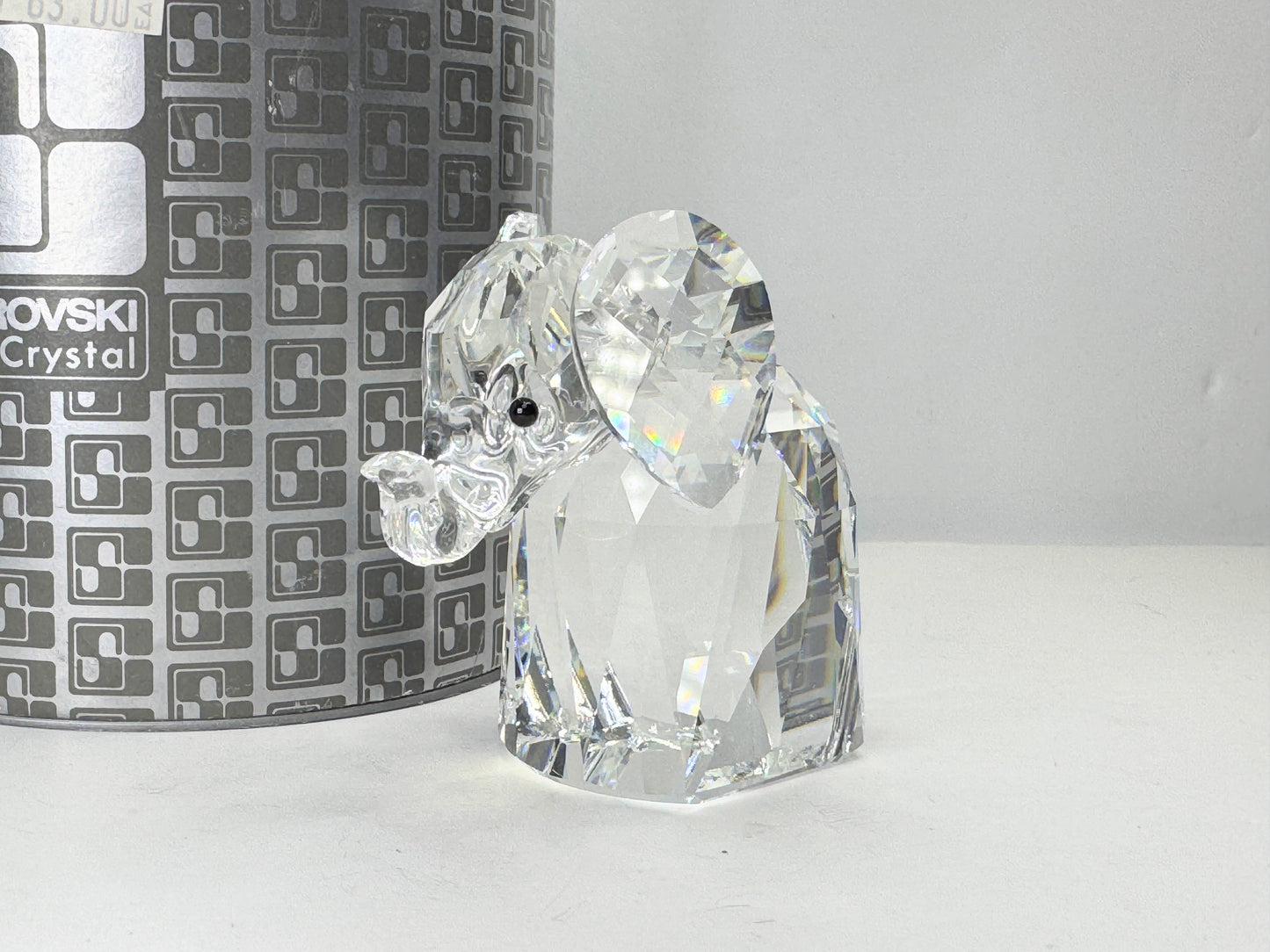 Swarovski Crystal Baby Elephant with Metal Tail 7640 2.5" Mint in box S195