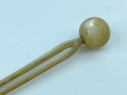 c 1940 Japanese handcrafted Mother-of-Pearl fork hairpin 4 5/8" 11.1g GS698