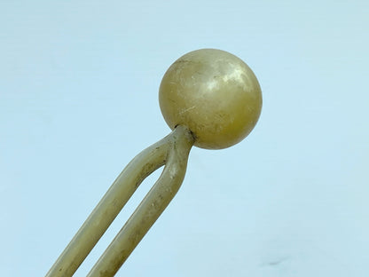 c 1940 Japanese handcrafted Mother-of-Pearl fork hairpin 4 5/8" 11.1g GS698