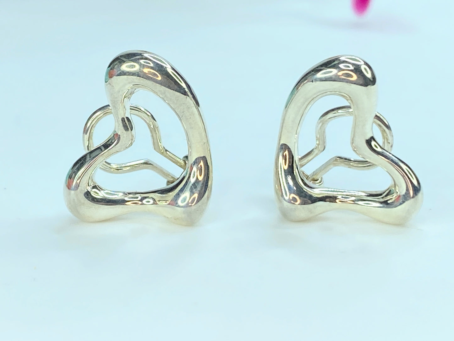 Tiffany & Co. Open heart Elsa Peretti Sterling Silver clip on earrings JR9826