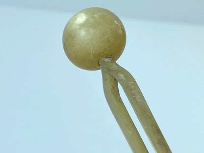 c 1940 Japanese handcrafted Mother-of-Pearl fork hairpin 4 5/8" 11.1g GS698