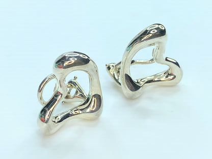 Tiffany & Co. Open heart Elsa Peretti Sterling Silver clip on earrings JR9826