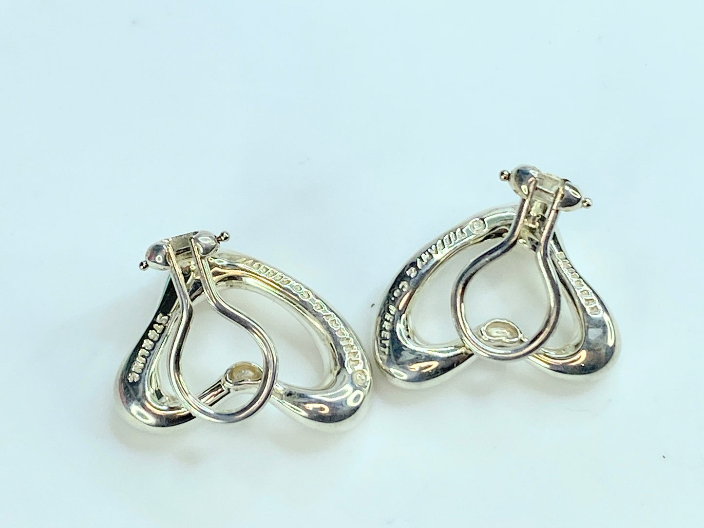 Tiffany & Co. Open heart Elsa Peretti Sterling Silver clip on earrings JR9826