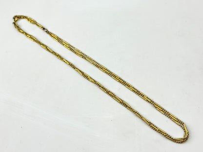 Italian Triple Strand Diamond Cut Bar and Bead Necklace 15 3/4" 7.2g JR1789