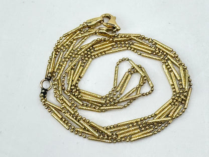 Italian Triple Strand Diamond Cut Bar and Bead Necklace 15 3/4" 7.2g JR1789