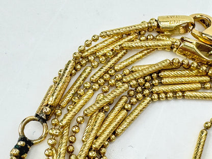 Italian Triple Strand Diamond Cut Bar and Bead Necklace 15 3/4" 7.2g JR1789