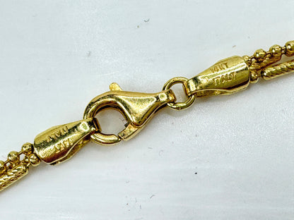 Italian Triple Strand Diamond Cut Bar and Bead Necklace 15 3/4" 7.2g JR1789