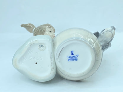 Lladro 5455 Bashful Bather Dog Glazed Figurine Girl bathing pet dog puppy A609