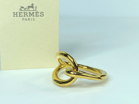 Hermes Jumbo Hook Scarf Ring Gold Scarf Ring Authentic GS439