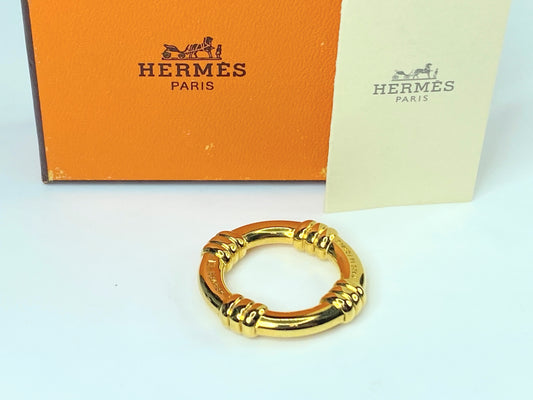 HERMES Scarf Ring Bouet Circle Design Gold Tone authentic GS440