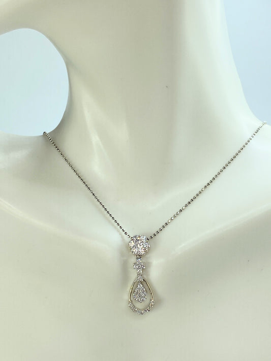 Platinum 0.59ct G/VS2 Diamond Lavalier pendant Fancy faceted necklace 18" JR9843