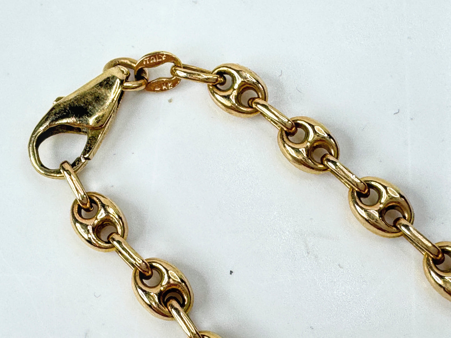Vintage Italian 14K Yellow Gold 4.66mm Gucci Link Bracelet 7.4g JR1792