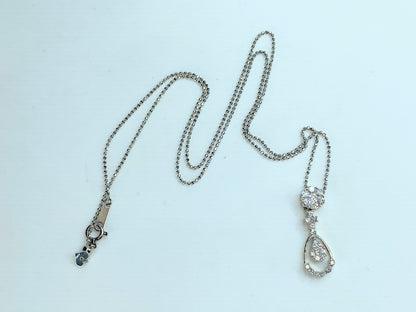 Platinum 0.59ct G/VS2 Diamond Lavalier pendant Fancy faceted necklace 18" JR9843