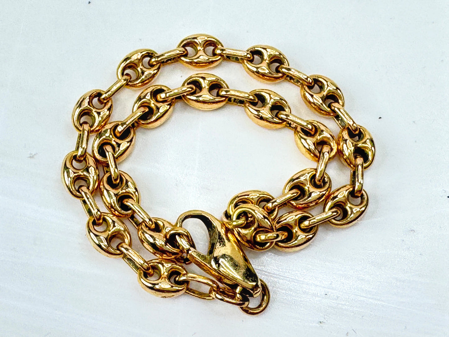 Vintage Italian 14K Yellow Gold 4.66mm Gucci Link Bracelet 7.4g JR1792