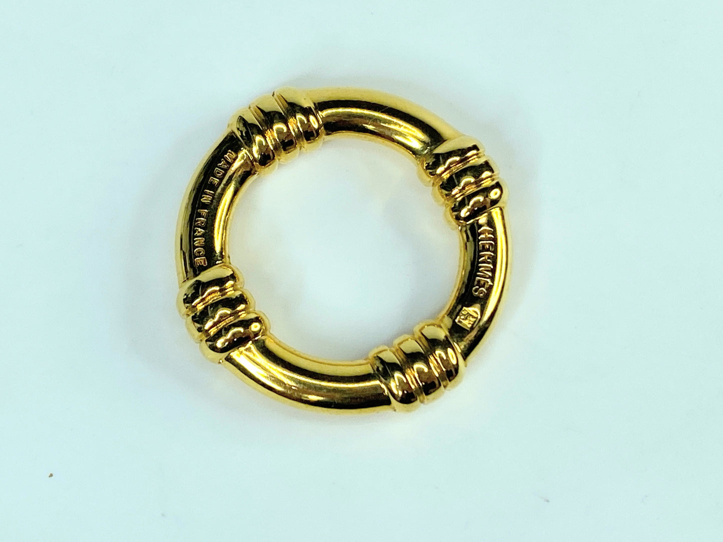 HERMES Scarf Ring Bouet Circle Design Gold Tone authentic GS440