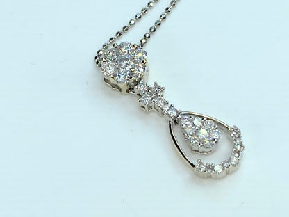 Platinum 0.59ct G/VS2 Diamond Lavalier pendant Fancy faceted necklace 18" JR9843