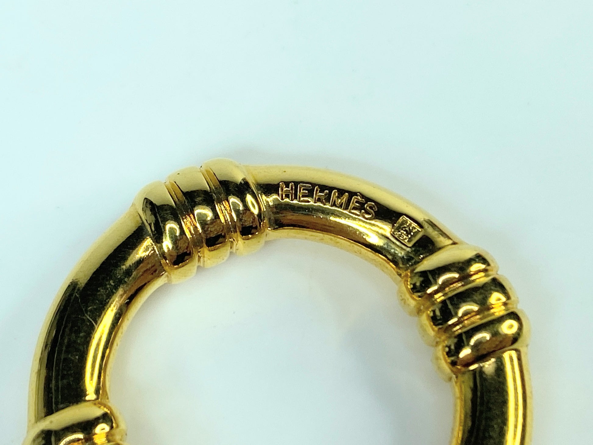 HERMES Scarf Ring Bouet Circle Design Gold Tone authentic GS440
