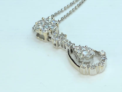 Platinum 0.59ct G/VS2 Diamond Lavalier pendant Fancy faceted necklace 18" JR9843
