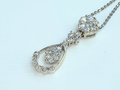 Platinum 0.59ct G/VS2 Diamond Lavalier pendant Fancy faceted necklace 18" JR9843
