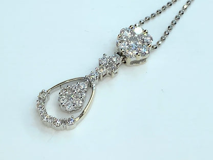 Platinum 0.59ct G/VS2 Diamond Lavalier pendant Fancy faceted necklace 18" JR9843