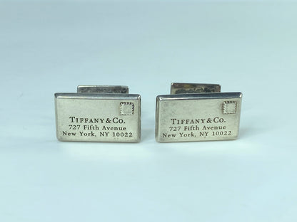 Tiffany & Co. Letter Envelope Cufflinks 727 Fifth Avenue Silver w/Box 12g JR547